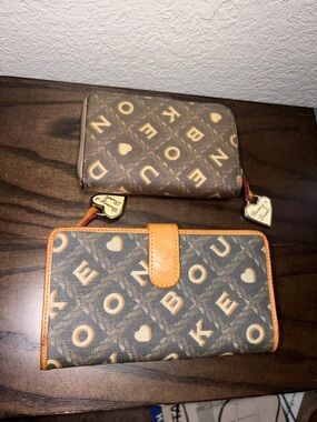 Dooney & Bourke Vintage Brown and Tan Monogram Wallet Set